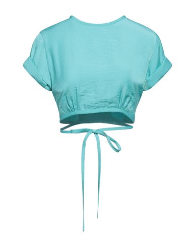 Soallure Woman Top Turquoise Size 4 Polyester, Rayon In Blue