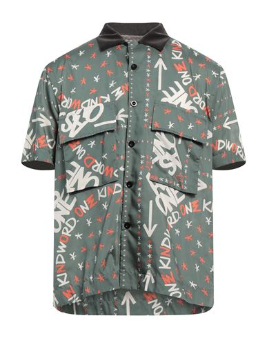 Shop Sacai Man Shirt Military Green Size 2 Polyester