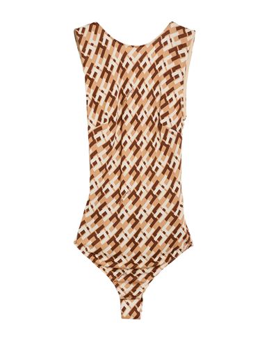 Elisabetta Franchi Woman Bodysuit Camel Size 6 Viscose In Beige