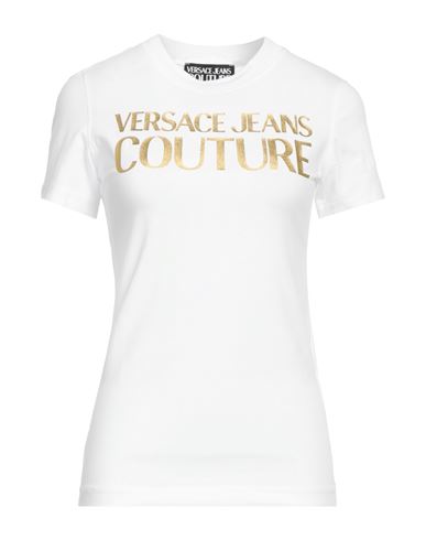 Shop Versace Jeans Couture Woman T-shirt White Size L Cotton, Elastane