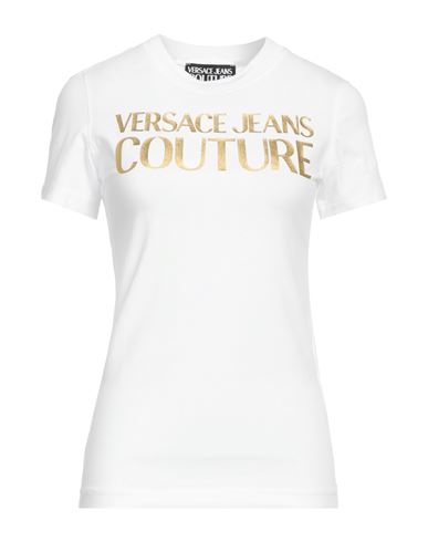 Versace Jeans Couture Metallic Logo Crew Neck T-shirt In White