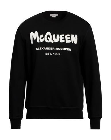 Alexander Mcqueen Man Sweatshirt Black Size S Cotton, Elastane