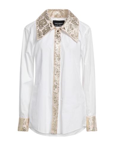 Dolce & Gabbana Woman Shirt White Size 10 Cotton, Polyester, Metallic Polyester, Polyamide