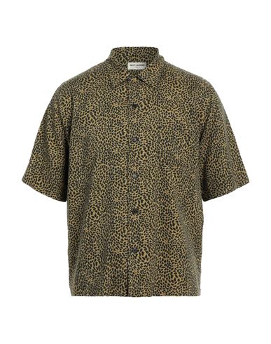 Shop Saint Laurent Man Shirt Military Green Size M Lyocell, Cotton