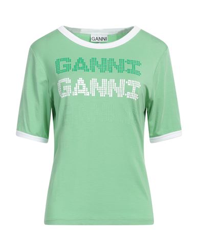 Shop Ganni Woman T-shirt Light Green Size L Lyocell, Elastane