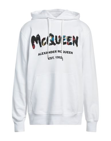 Alexander Mcqueen Man Sweatshirt White Size Xl Cotton, Elastane