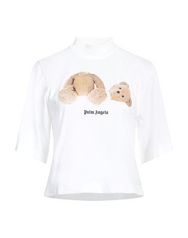 Palm Angels White Bear Cropped T-shirt In White