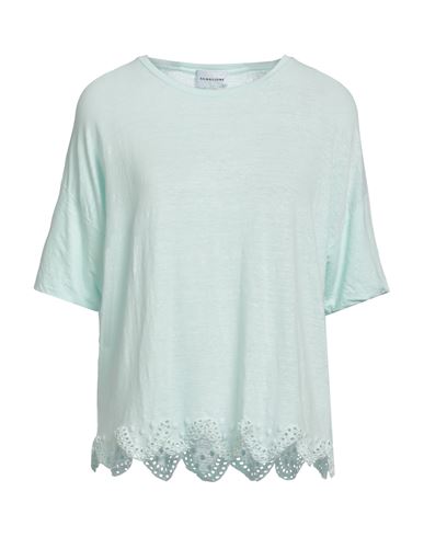 Scaglione Woman T-shirt Sky Blue Size M Linen, Lycra