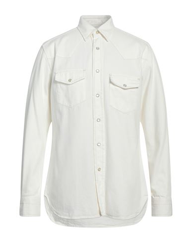 Shop Tom Ford Man Denim Shirt White Size 16 Cotton