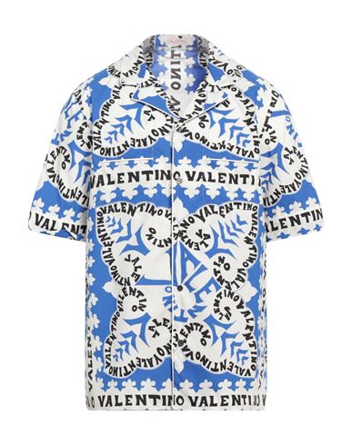 Shop Valentino Garavani Man Shirt Azure Size 40 Cotton In Blue