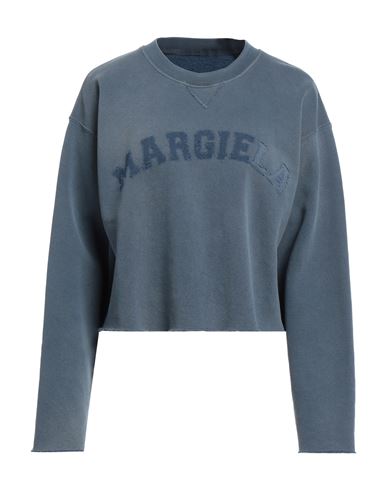 Maison Margiela Woman Sweatshirt Slate Blue Size S Cotton, Elastane