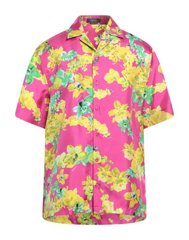 Shop Versace Man Shirt Fuchsia Size 42 Silk In Pink