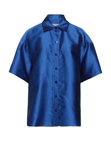 Sandro Woman Shirt Bright Blue Size 3 Polyester, Silk