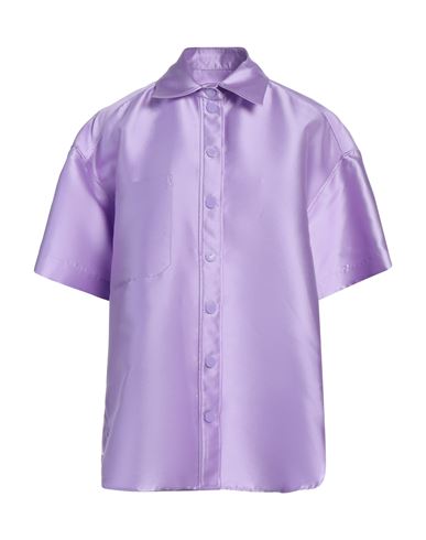 SANDRO SANDRO WOMAN SHIRT LILAC SIZE 3 POLYESTER, SILK 