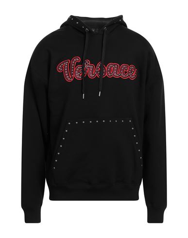 Versace Man Sweatshirt Black Size M Cotton, Polyester, Viscose, Acrylic, Metal