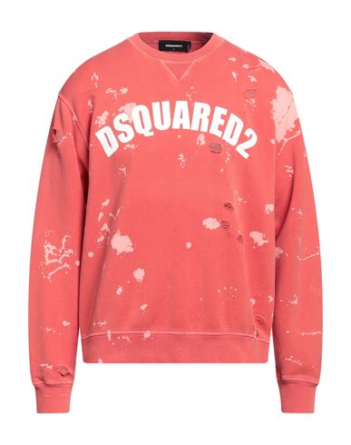 Dsquared2 Man Sweatshirt Coral Size Xxl Cotton In Red