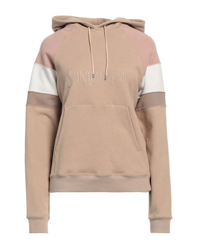 Shop Saint Laurent Woman Sweatshirt Camel Size L Cotton, Elastane, Polyester In Beige