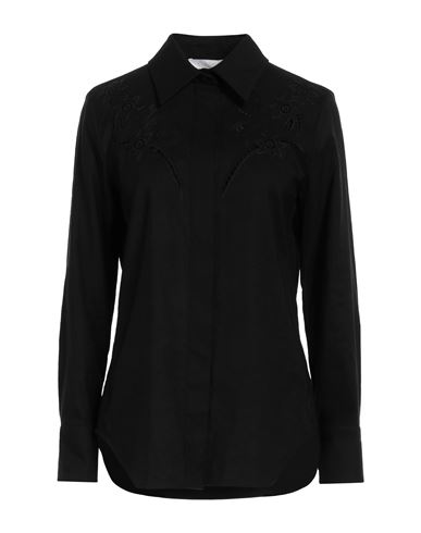 CHLOÉ CHLOÉ WOMAN SHIRT BLACK SIZE 10 VISCOSE, RAMIE, POLYESTER 