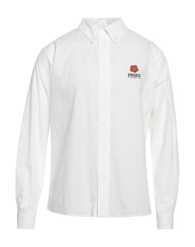 Kenzo Man Shirt Ivory Size 17 Cotton In White