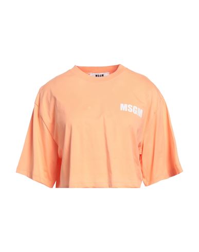 Msgm Woman T-shirt Apricot Size S Cotton In Orange