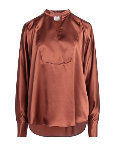 Shop Eleventy Woman Top Copper Size 2 Silk In Orange
