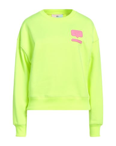 Chiara Ferragni Woman Sweatshirt Acid Green Size S Polyester, Cotton, Elastane