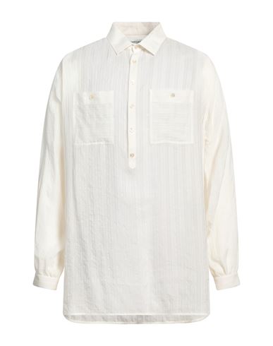 Saint Laurent Man Shirt Ivory Size 16 Cupro, Linen, Cotton In White