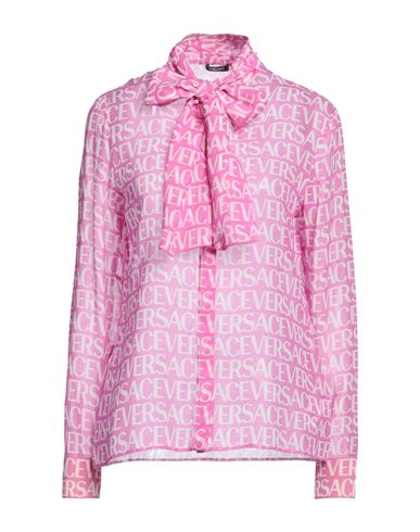 Versace Woman Shirt Fuchsia Size 6 Silk In Pink