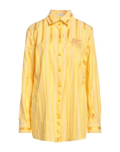 Etro Woman Shirt Yellow Size 8 Cotton, Viscose, Silk