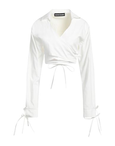 Shop Andreädamo Andreādamo Woman Shirt White Size M Cotton, Viscose, Polyester, Polyamide, Elastane