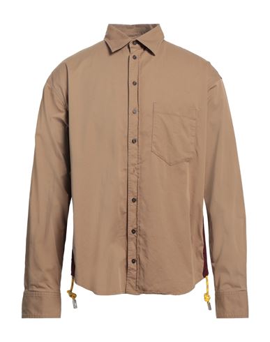 DSQUARED2 DSQUARED2 MAN SHIRT CAMEL SIZE 38 COTTON, ELASTANE, POLYESTER 