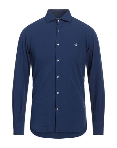 Brooksfield Man Shirt Blue Size 15 Cotton