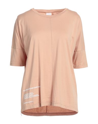 Noumeno Concept Woman T-shirt Light Brown Size L Cotton In Beige