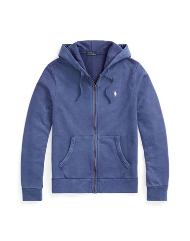 Polo Ralph Lauren Loopback Terry Full-zip Hoodie Man Sweatshirt Slate Blue Size Xxl Cotton