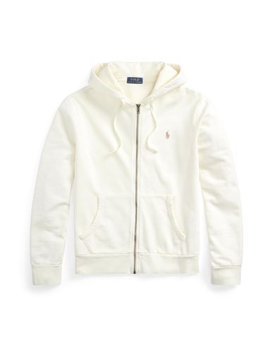 Polo Ralph Lauren Loopback Terry Full-zip Hoodie Man Sweatshirt Ivory Size Xxl Cotton In White