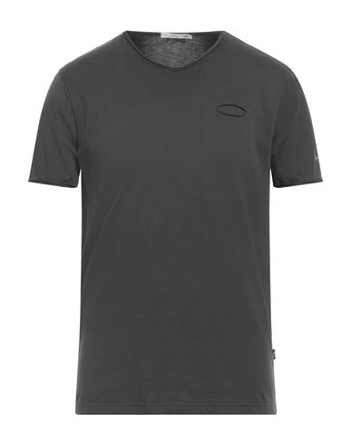 Shop Grey Daniele Alessandrini Man T-shirt Dark Green Size M Cotton