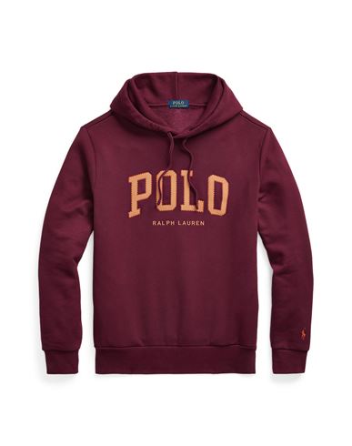 Polo Ralph Lauren The Rl Fleece Logo Hoodie Man Sweatshirt Burgundy Size Xl Cotton, Polyester In Red