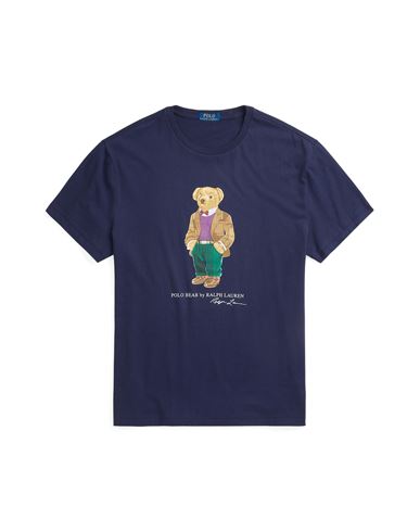 Polo Ralph Lauren Classic Fit Polo Bear Jersey T-shirt Man T-shirt Navy Blue Size Xxl Cotton