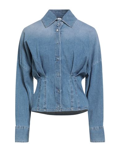 Liu •jo Woman Denim Shirt Blue Size 6 Cotton, Elastane In Blue
