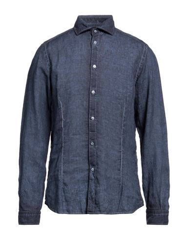 Ploumanac'h Man Shirt Navy Blue Size 15 ½ Linen