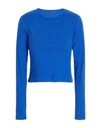 8 By Yoox Organic Cotton Crew-neck Long Sleeves Ribbed Top Woman T-shirt Blue Size Xxl Organic Cotto