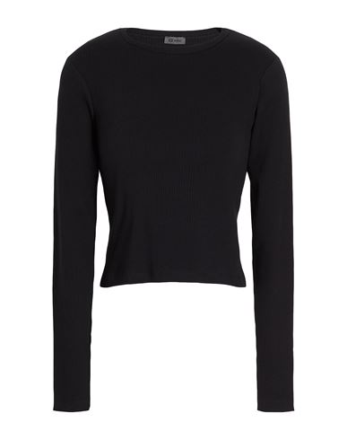 8 By Yoox Organic Cotton Crew-neck Long Sleeves Ribbed Top Woman T-shirt Black Size Xxl Organic Cott