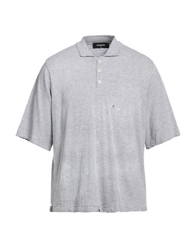 Dsquared2 Man Polo Shirt Grey Size M Cotton, Viscose