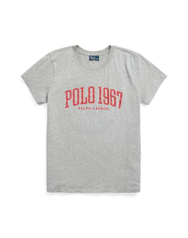 Polo Ralph Lauren Logo Graphic Cotton Jersey Tee Woman T-shirt Grey Size Xl Cotton