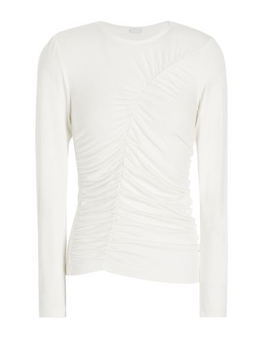 8 By Yoox Crew-neck Gathered Top Woman T-shirt Ivory Size Xxl Viscose, Elastane In White
