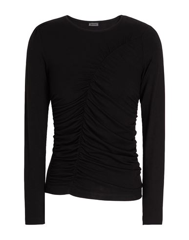 8 By Yoox Crew-neck Gathered Top Woman T-shirt Black Size Xl Viscose, Elastane