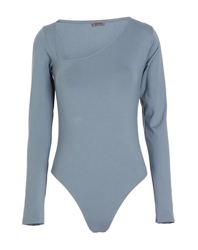 8 By Yoox Asymmetrical Cut-out Bodysuit Woman Bodysuit Grey Size Xxl Recycled Polyamide, Elastane