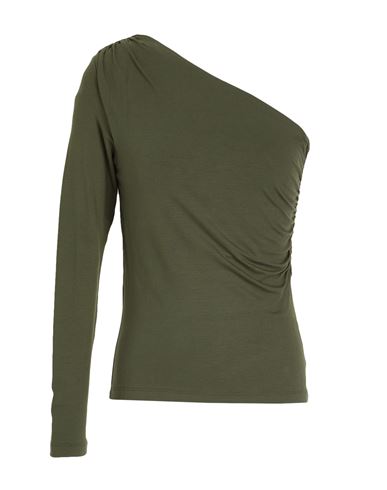 8 By Yoox Wide Neckline Stretch Jersey T-shirt Woman Top Dark Green Size Xxl Viscose, Elastane