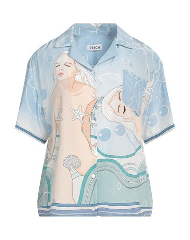 Shop Peech Woman Shirt Sky Blue Size L Silk