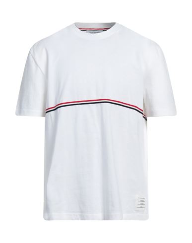Thom Browne Man T-shirt White Size 4 Cotton, Elastane